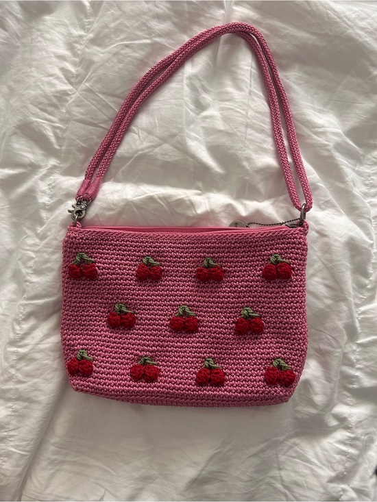 The Sak Handbags - Pink Crochet Cherry Shoulder Bag